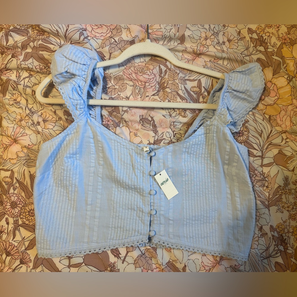 Aerie Sky Blue Button-Up Tank Top